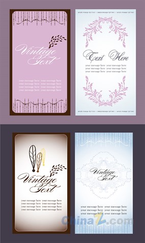 竖版花纹卡片矢量设计